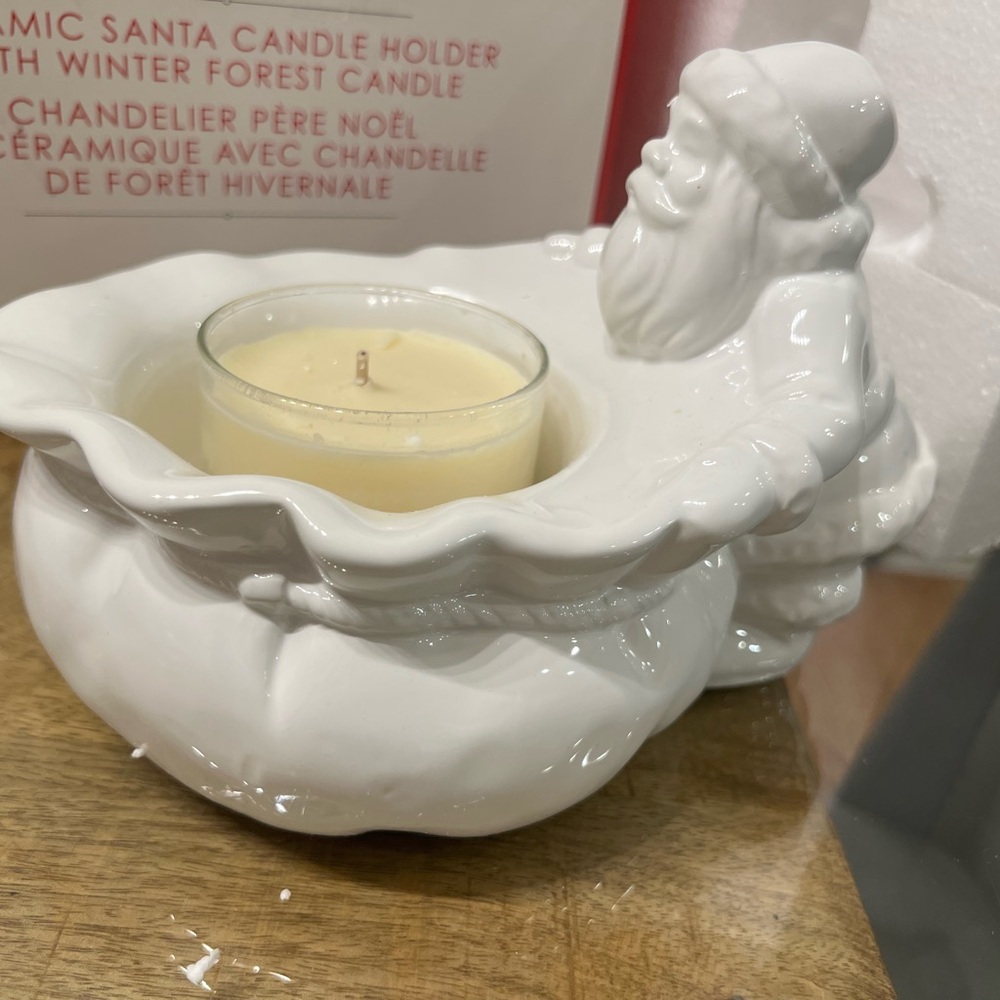 Williams Sonoma Ceramic Santa Candle Holder
